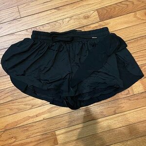 Black flowy running shorts